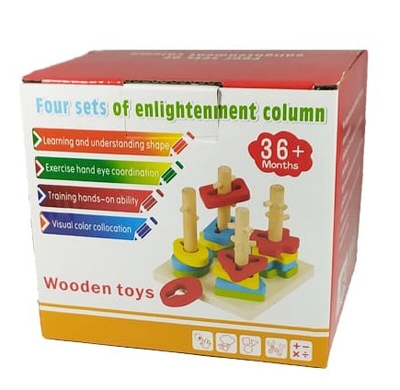 Wooden toys Four sets of enlightenment column