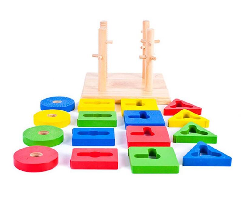Wooden toys Four sets of enlightenment column